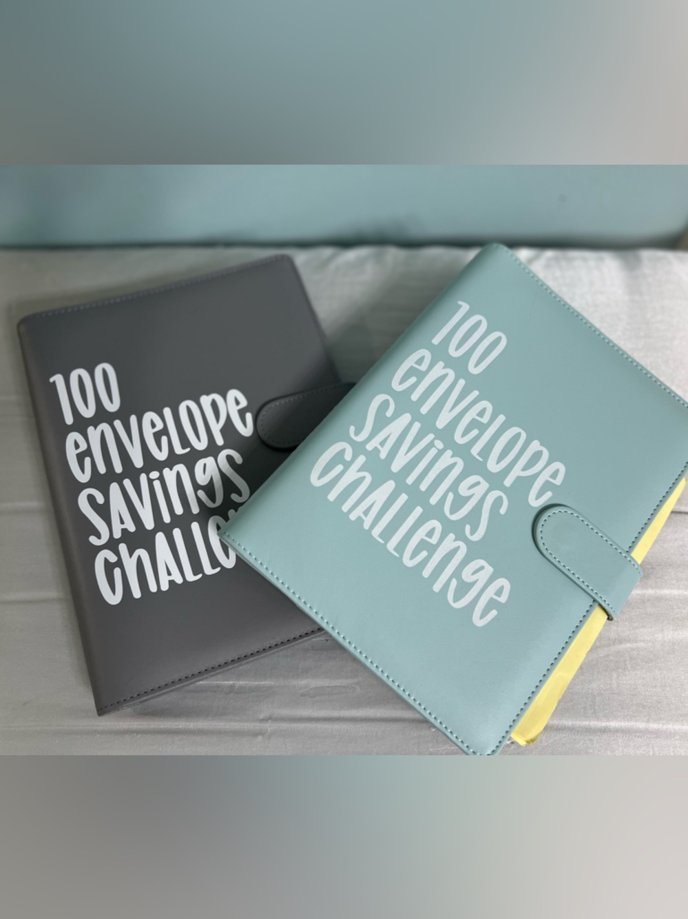 100 Envelope Savings Challenge Wallet - Mint & Gray